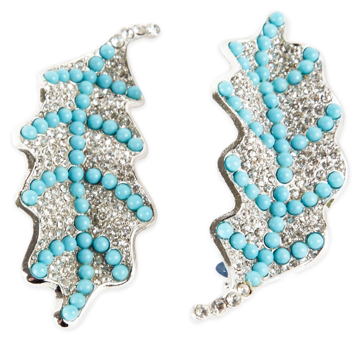 Marvella Pave and Turquoise Leaf Brooches In Excellent Condition In New York, NY