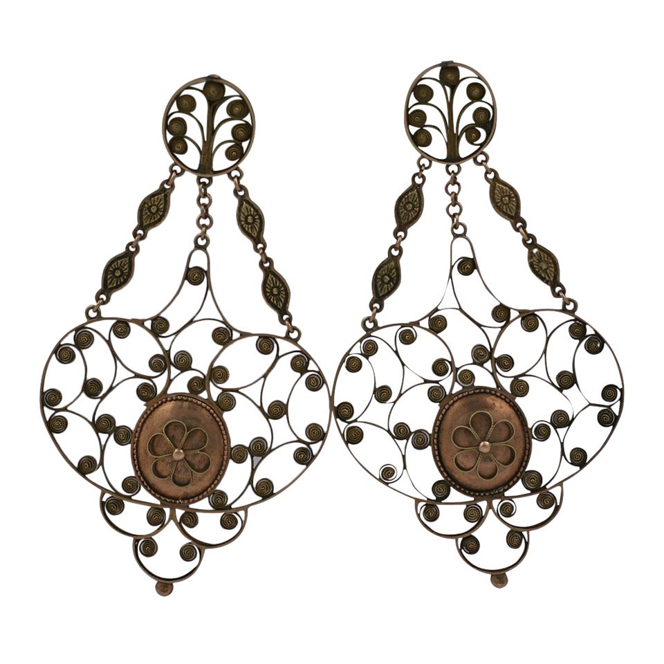 Massive 19th Century Georgian Gold Earrings