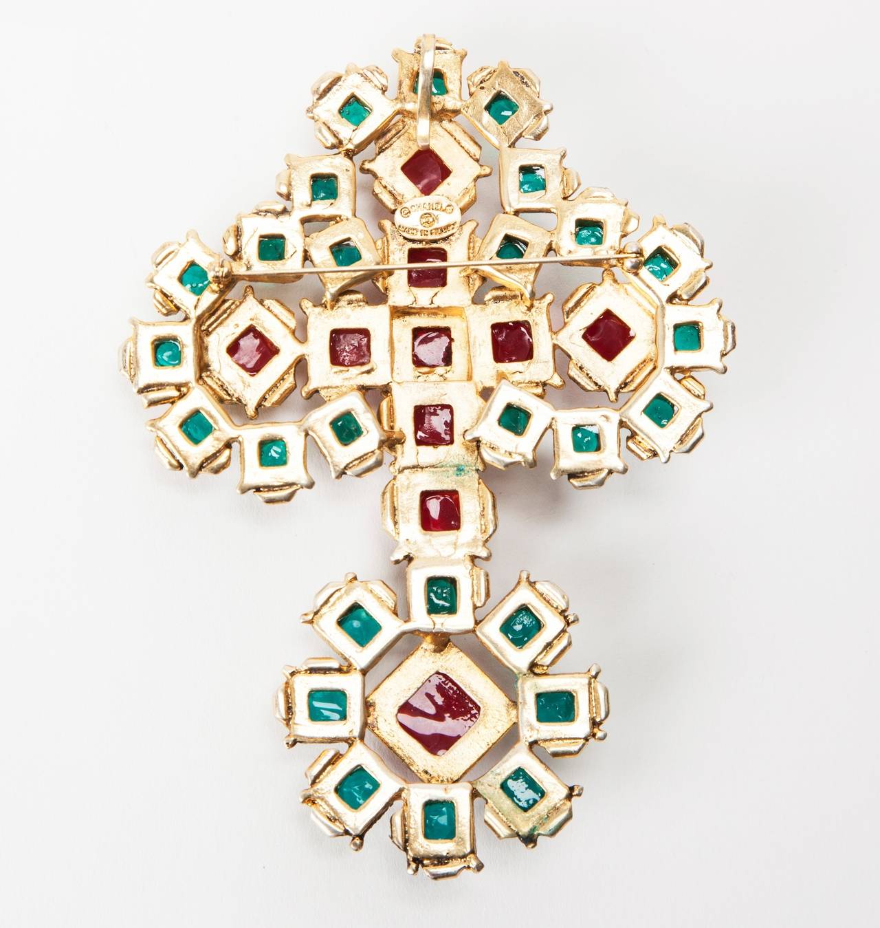 Massive Chanel Renaissance Cross Brooch/Pendant In Excellent Condition For Sale In New York, NY