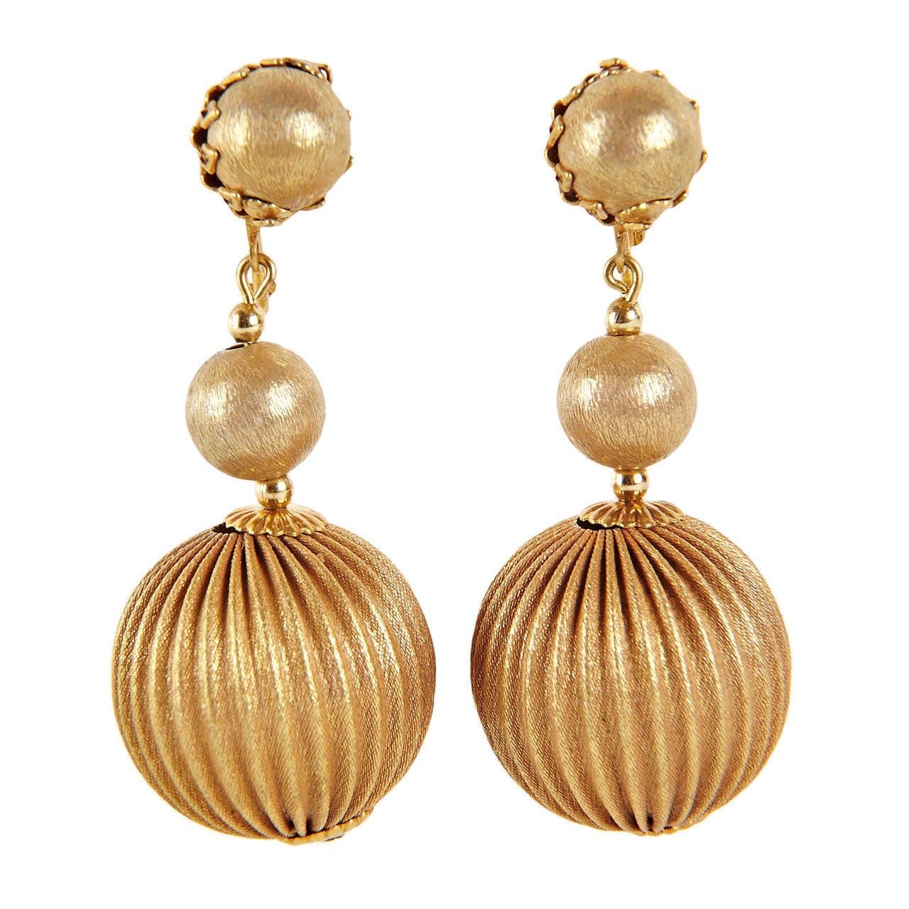 Miriam Haskell Gilt Ball Earclips For Sale