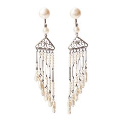 Art Deco Pearl Fringe Earrings