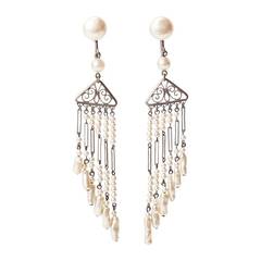 Art Deco Pearl Fringe Earrings 2