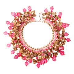 Italian Gilt Coral and Fuschia Collar 11
