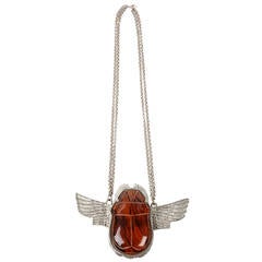 Retro Alexis Kirk  Egyptian Winged Scarab Necklace