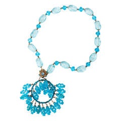 Retro Miriam Haskell Aquamarine Moghul Necklace