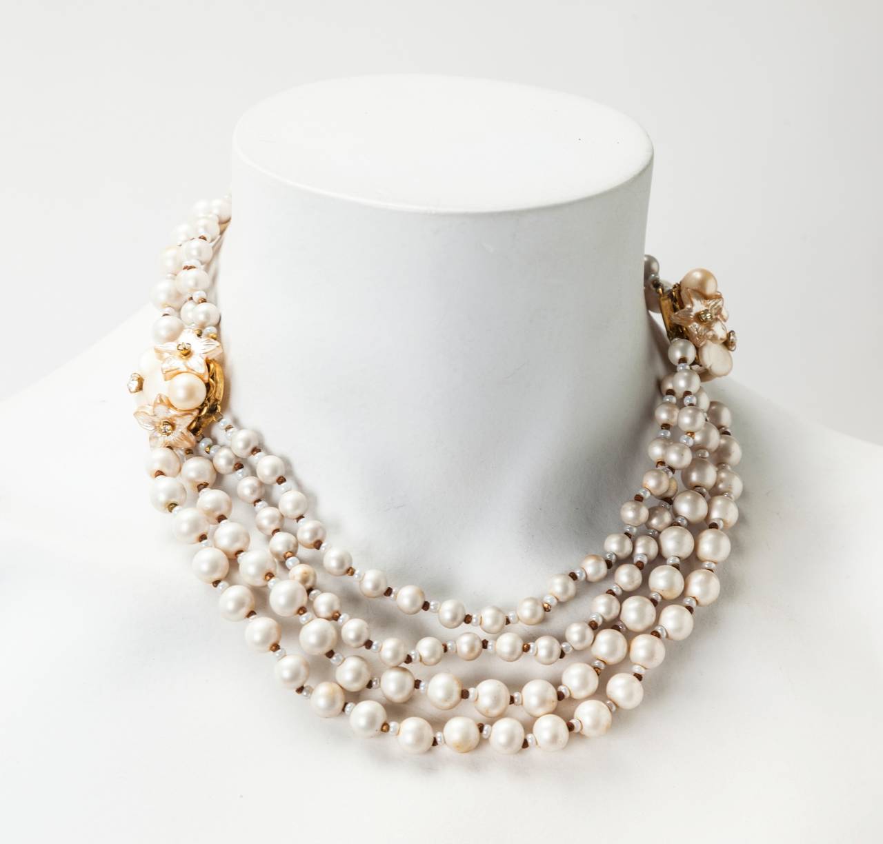 Miriam Haskell Fresh Water Pearl Convertible Necklace In Excellent Condition For Sale In New York, NY