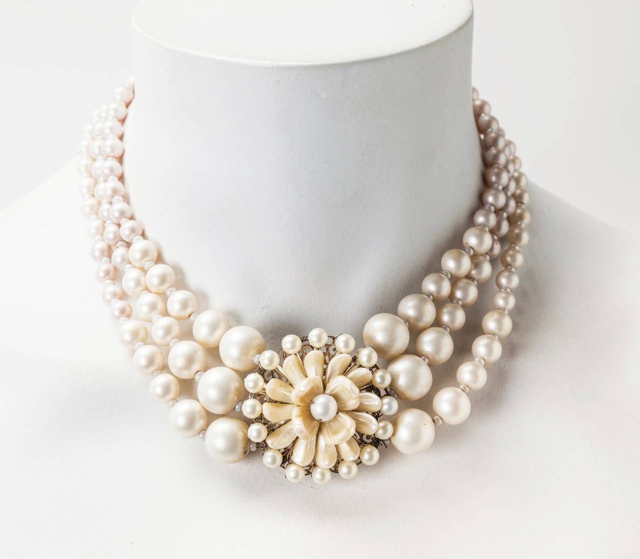 Women's Miriam Haskell Signature Freshwater Pearl Flower Necklace