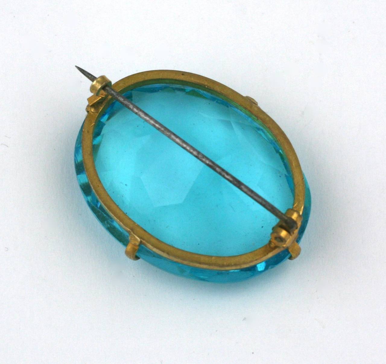 Czech Aquamarine Oval Brooch In Excellent Condition In New York, NY