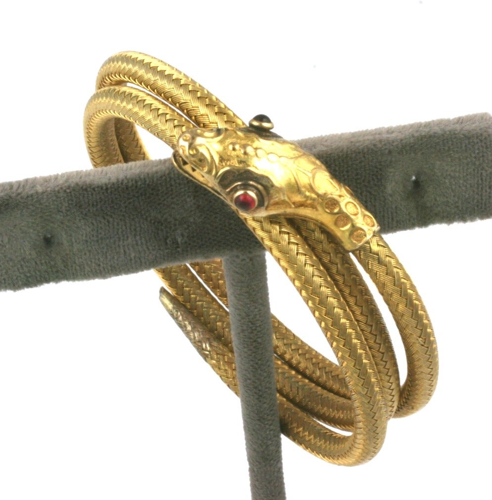 Victorian Coiled Serpent Bracelet In Excellent Condition In New York, NY