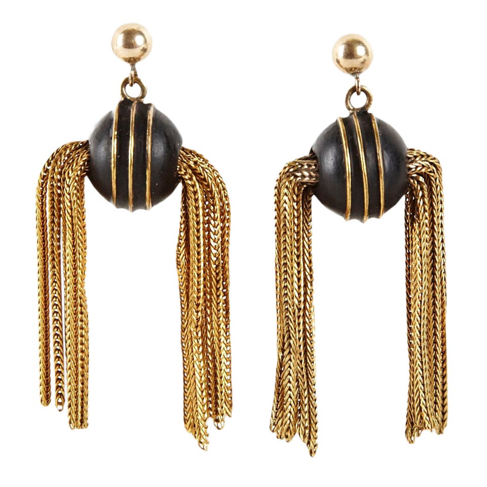Unusual Victorian Golden Snitch Earrings For Sale