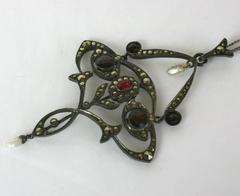 Edwardian Marcasite and Garnet Pendant