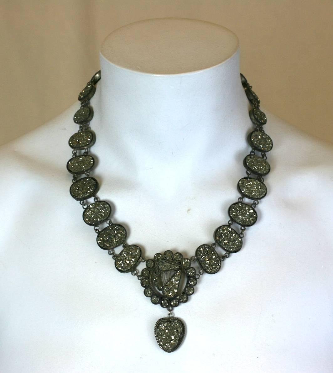 Late Victorian Wonderful Victorian Pyrite Necklace For Sale