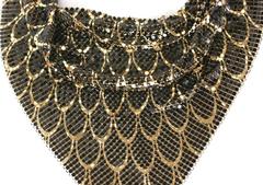 Enamel Black and Gilt Mesh Scarf, Whiting Davis