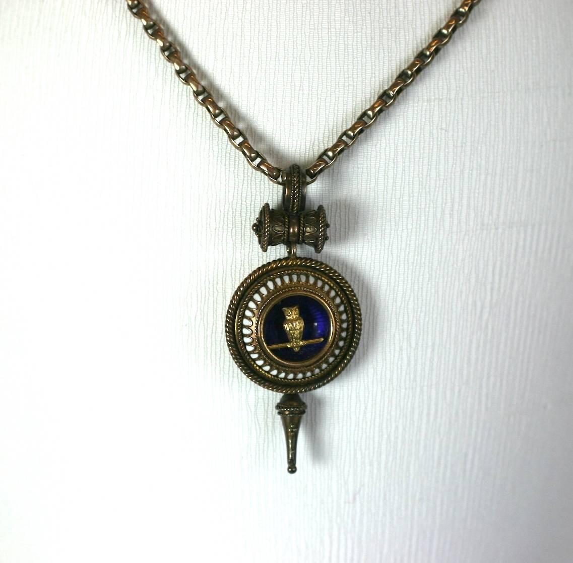 Victorian Revivalist Owl Pendant For Sale 5