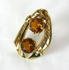 Spilla a clip Calvaire Retro Citrine