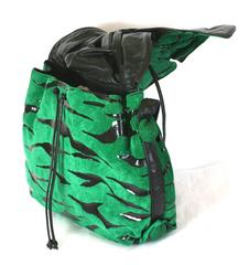 Carlos Falchi Green Suede Gathered Shoulder Bag