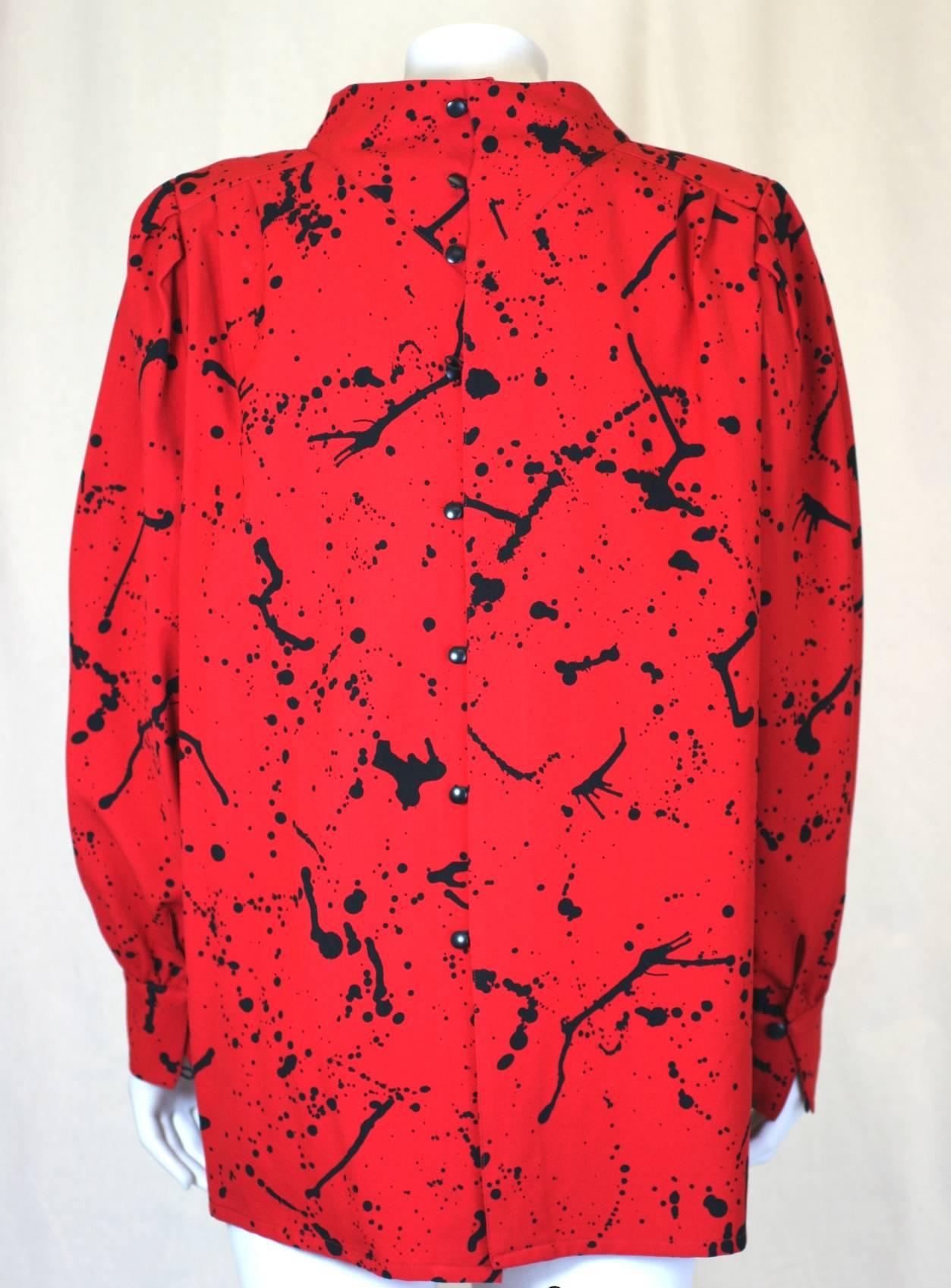 Women's Andre Courreges Splatter Print Wool Shirt For Sale