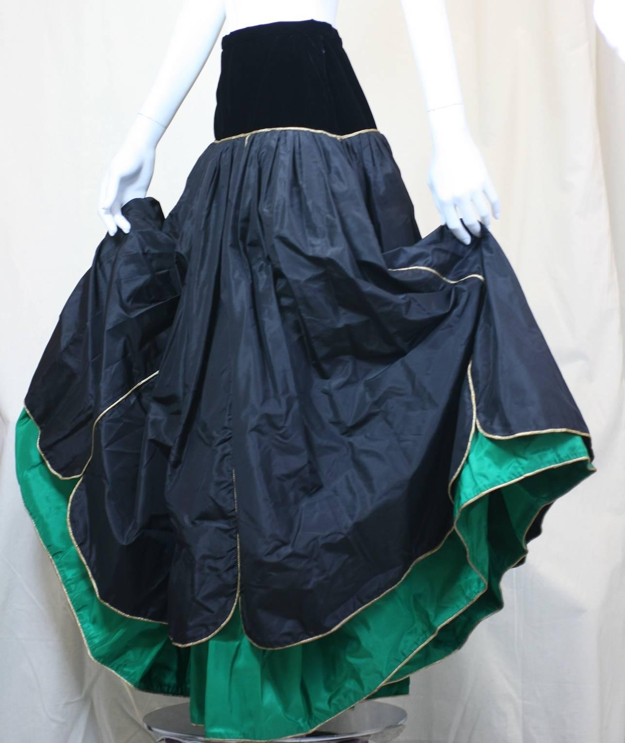 Black Yves Saint Laurent Rive Gauche Russian Collection Evening Skirt, 1976-1977