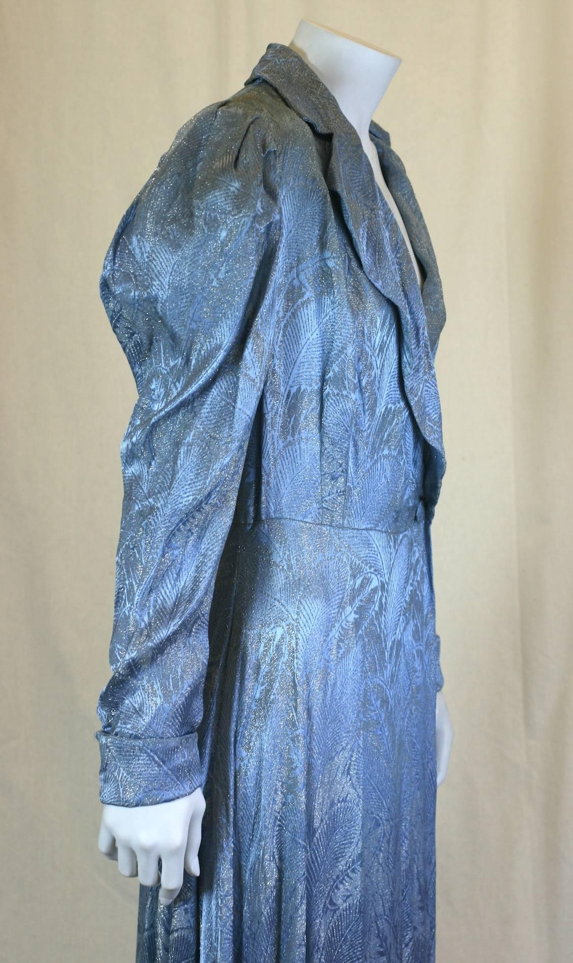 Women's Art Deco Silver and Blue Lame Wrap For Sale