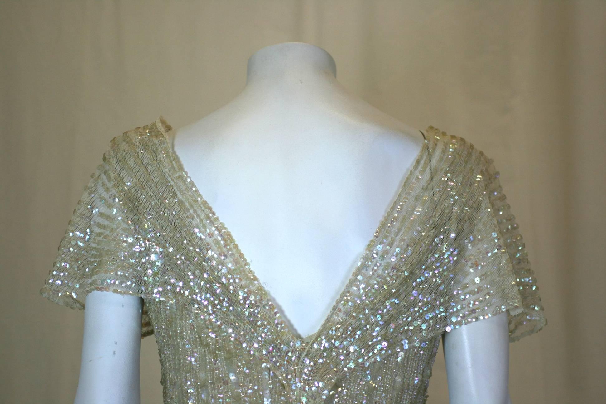 Elegant French Art Deco Sequin Gown For Sale 2