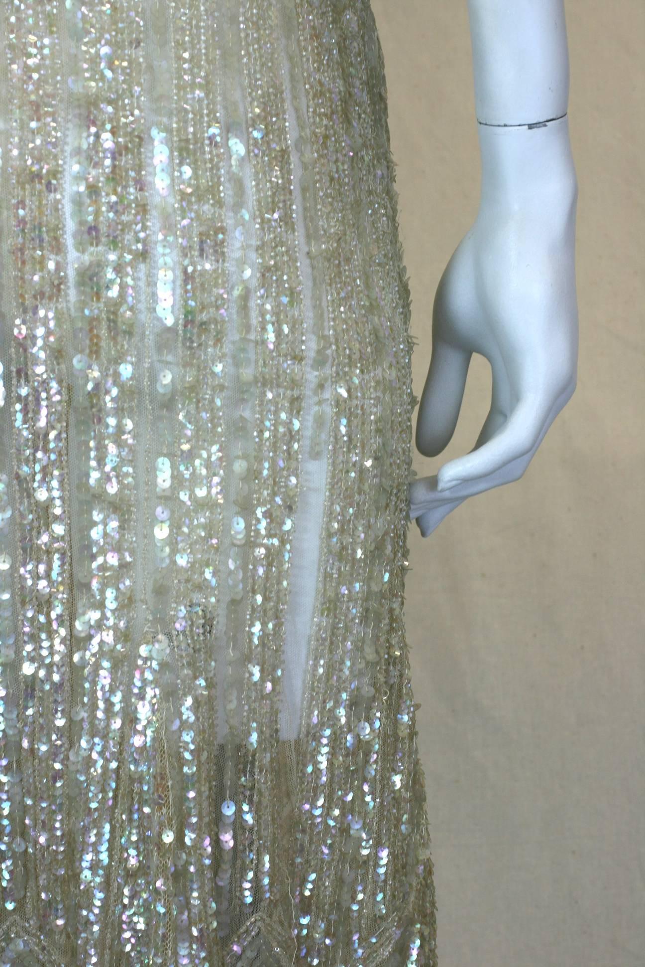 Elegant French Art Deco Sequin Gown For Sale 3