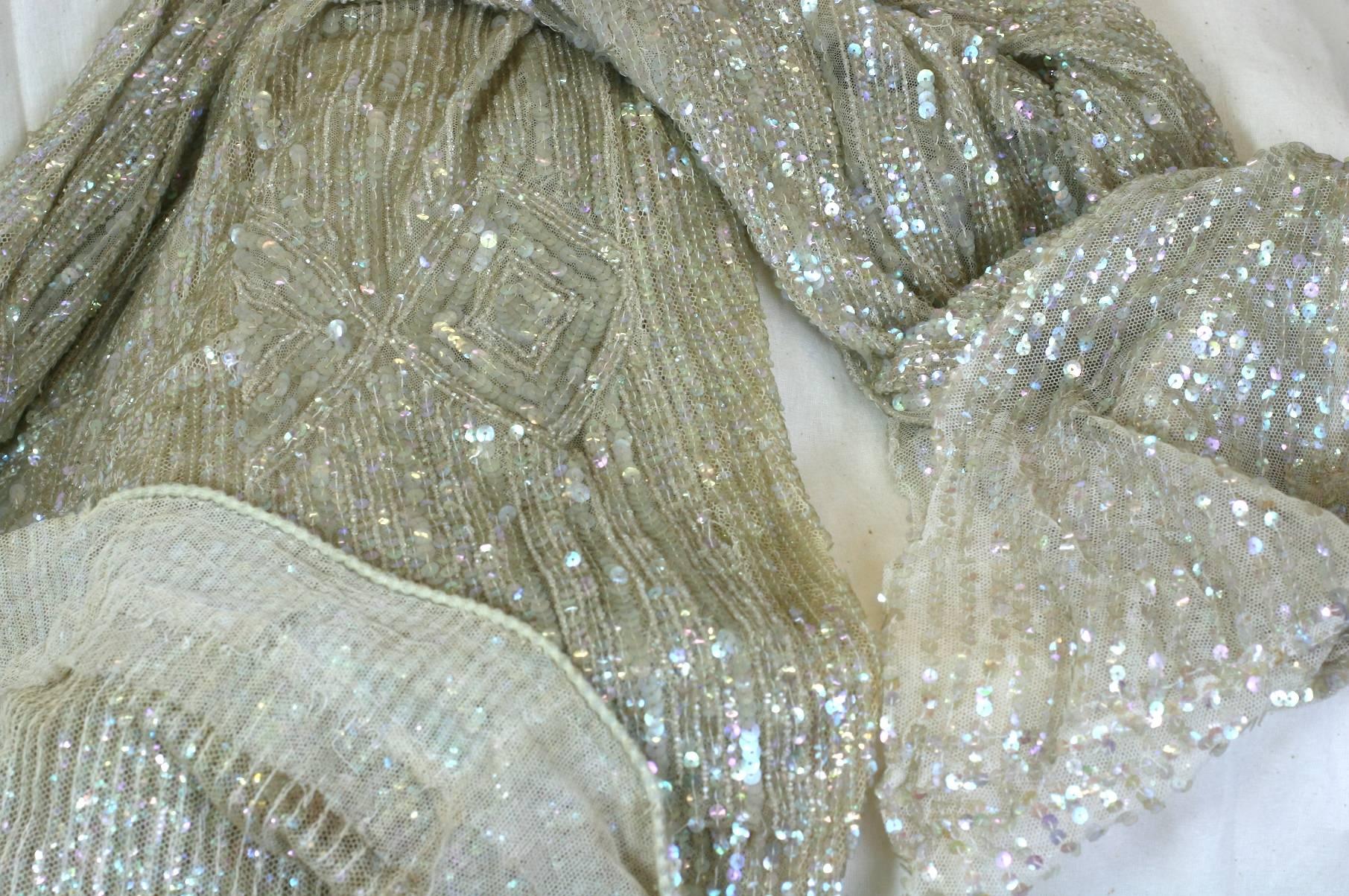 Elegant French Art Deco Sequin Gown For Sale 5