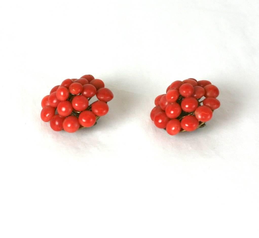 Antique Coral Button Earrings In Excellent Condition In New York, NY