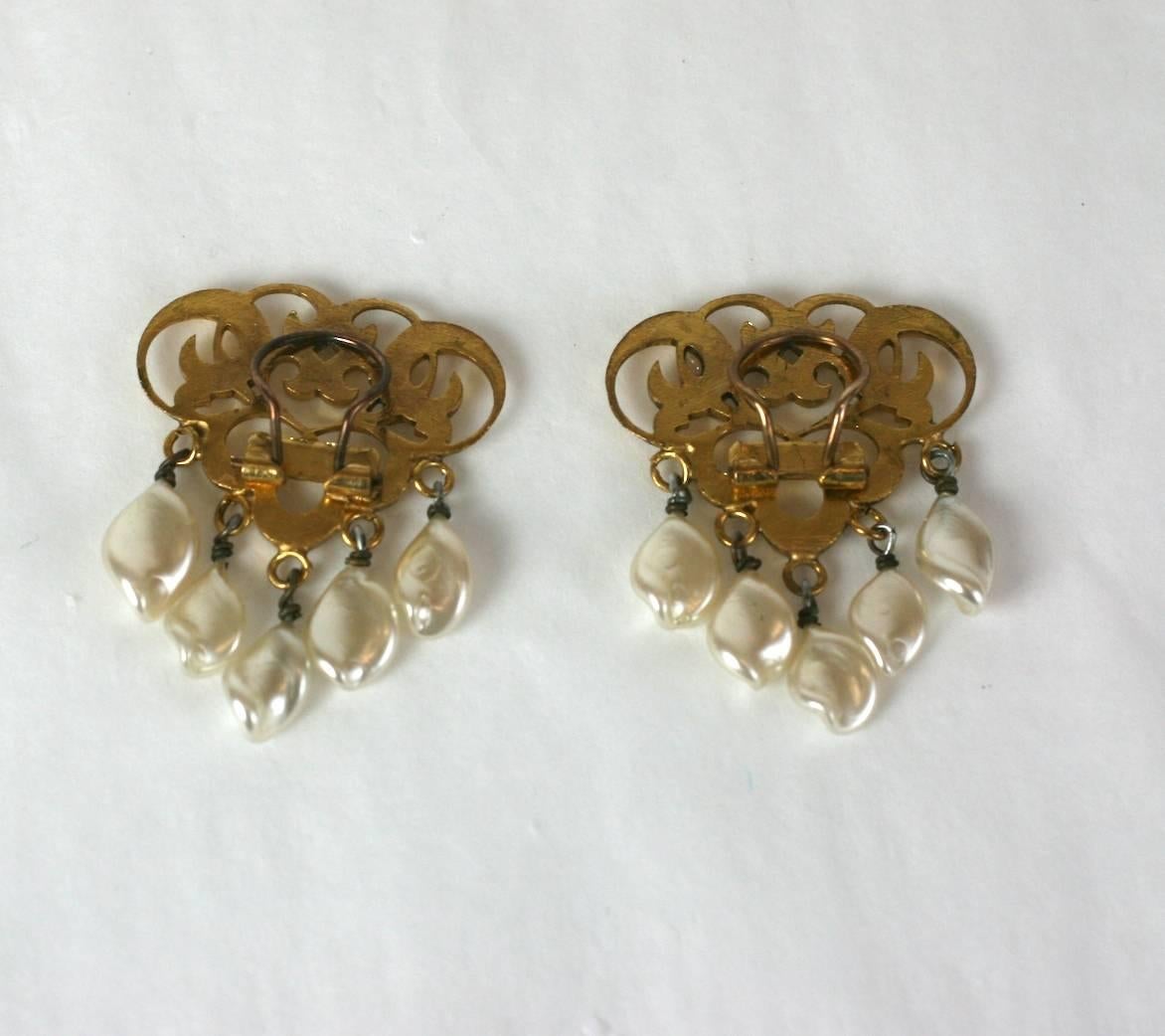 Louis Rousselet French Neo-Classical Design Earclips In Excellent Condition For Sale In New York, NY