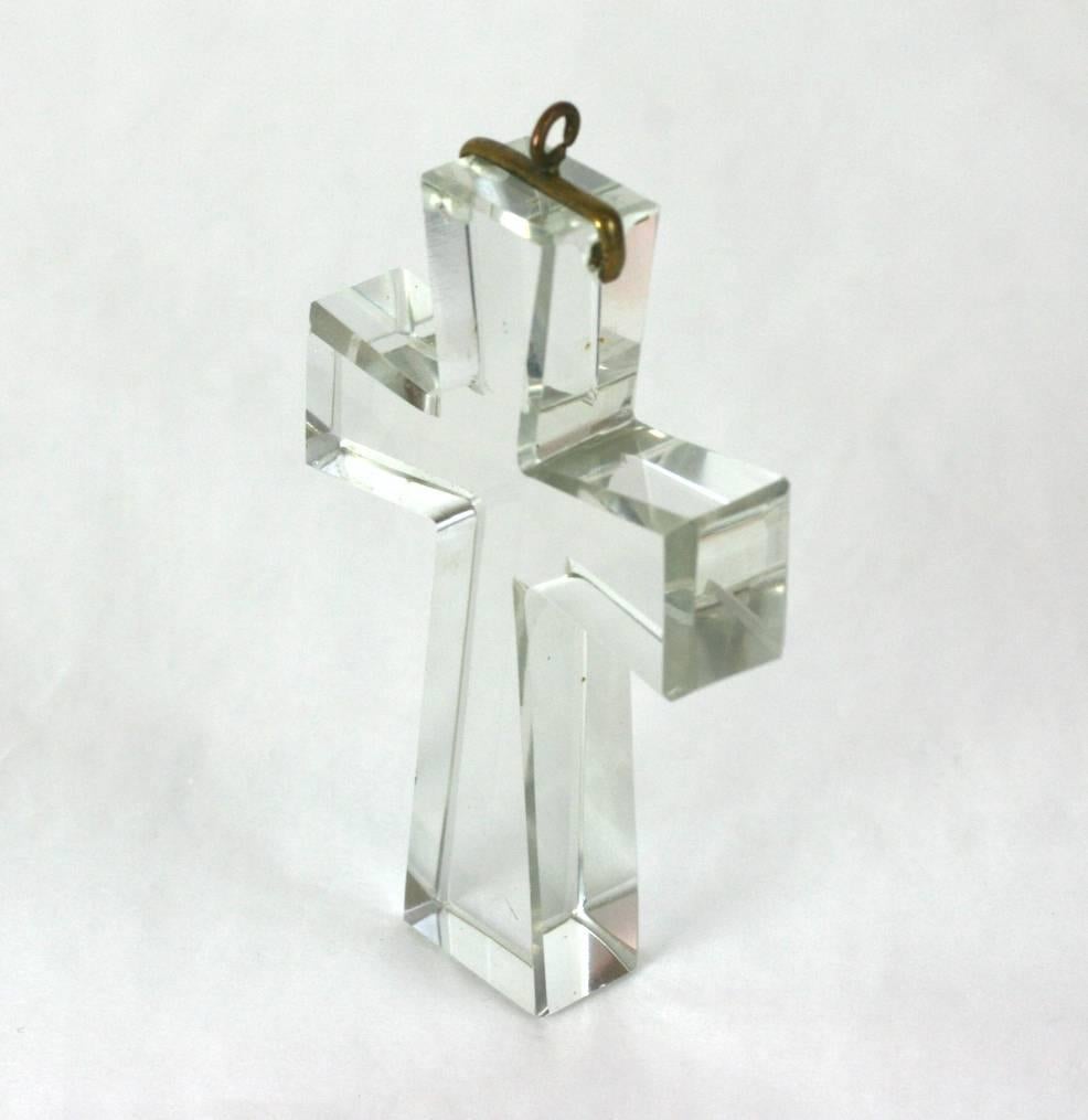 Women's or Men's Victorian Carved Rock Crystal Cross