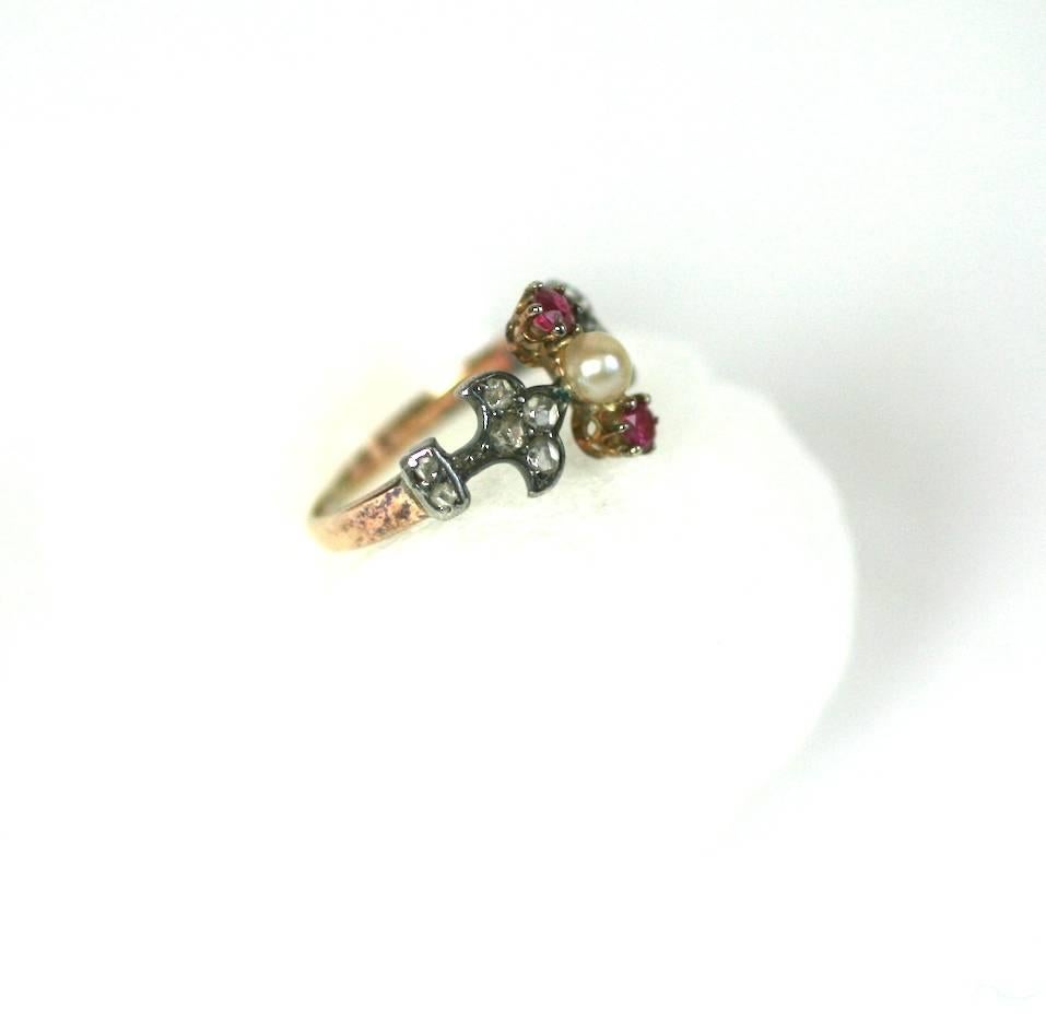 High Victorian Delicate Victorian Fleur de Lis Ring For Sale