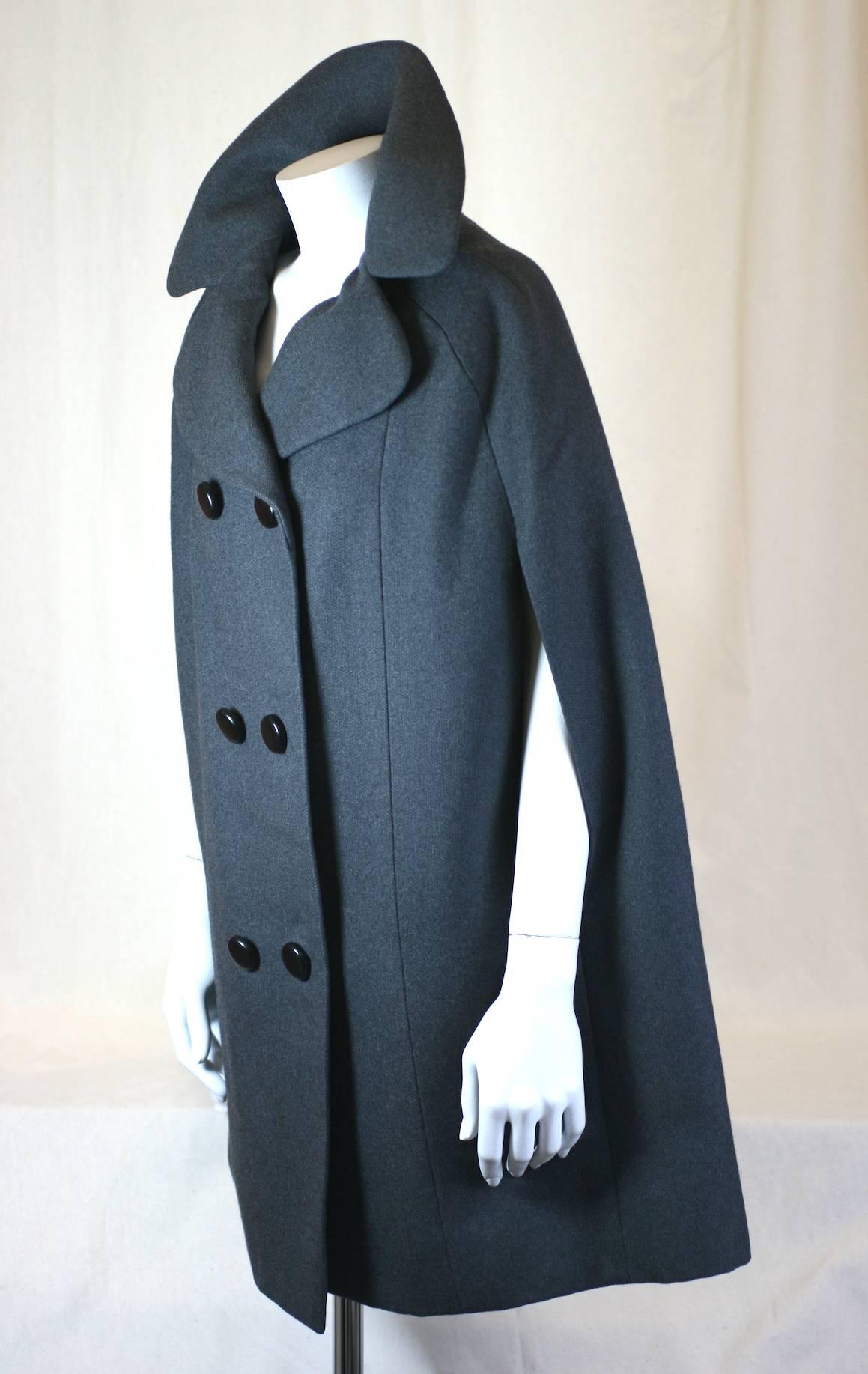 Norman Norell Gray Flannel Cape For Sale 1