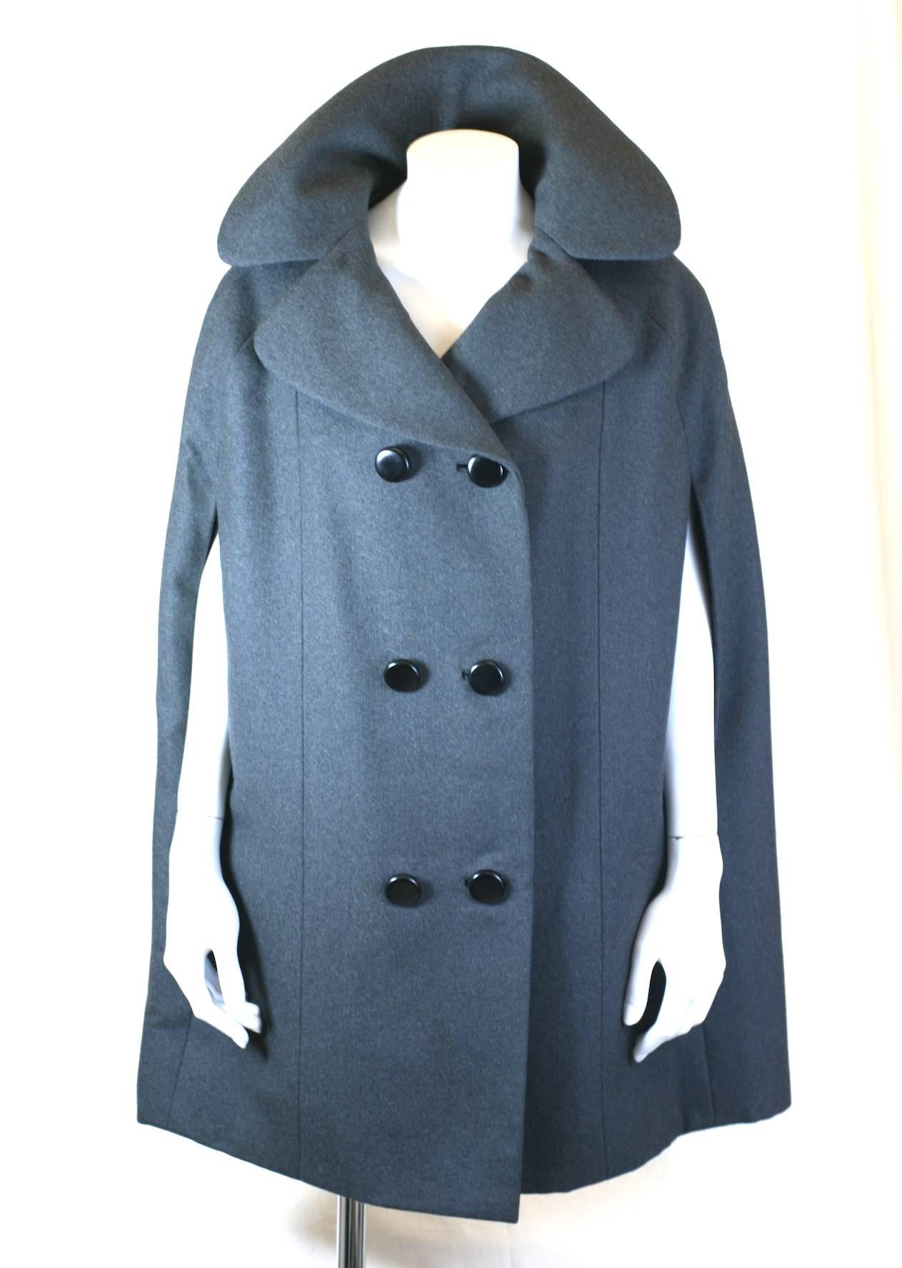 Women's Norman Norell Gray Flannel Cape For Sale