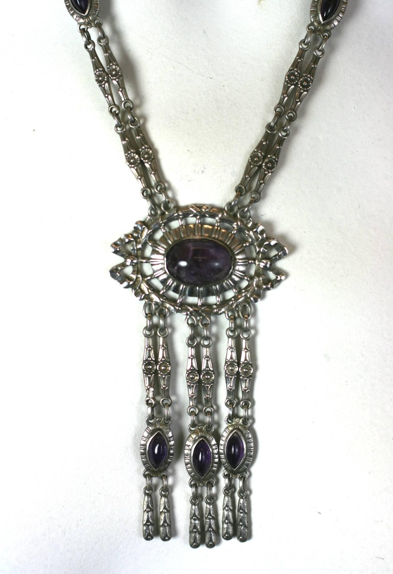 Silver and Amythest Edwardian Necklace For Sale 2