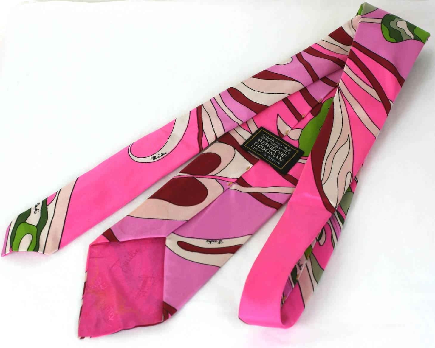 Pink Emilo Pucci Bold Print Necktie
