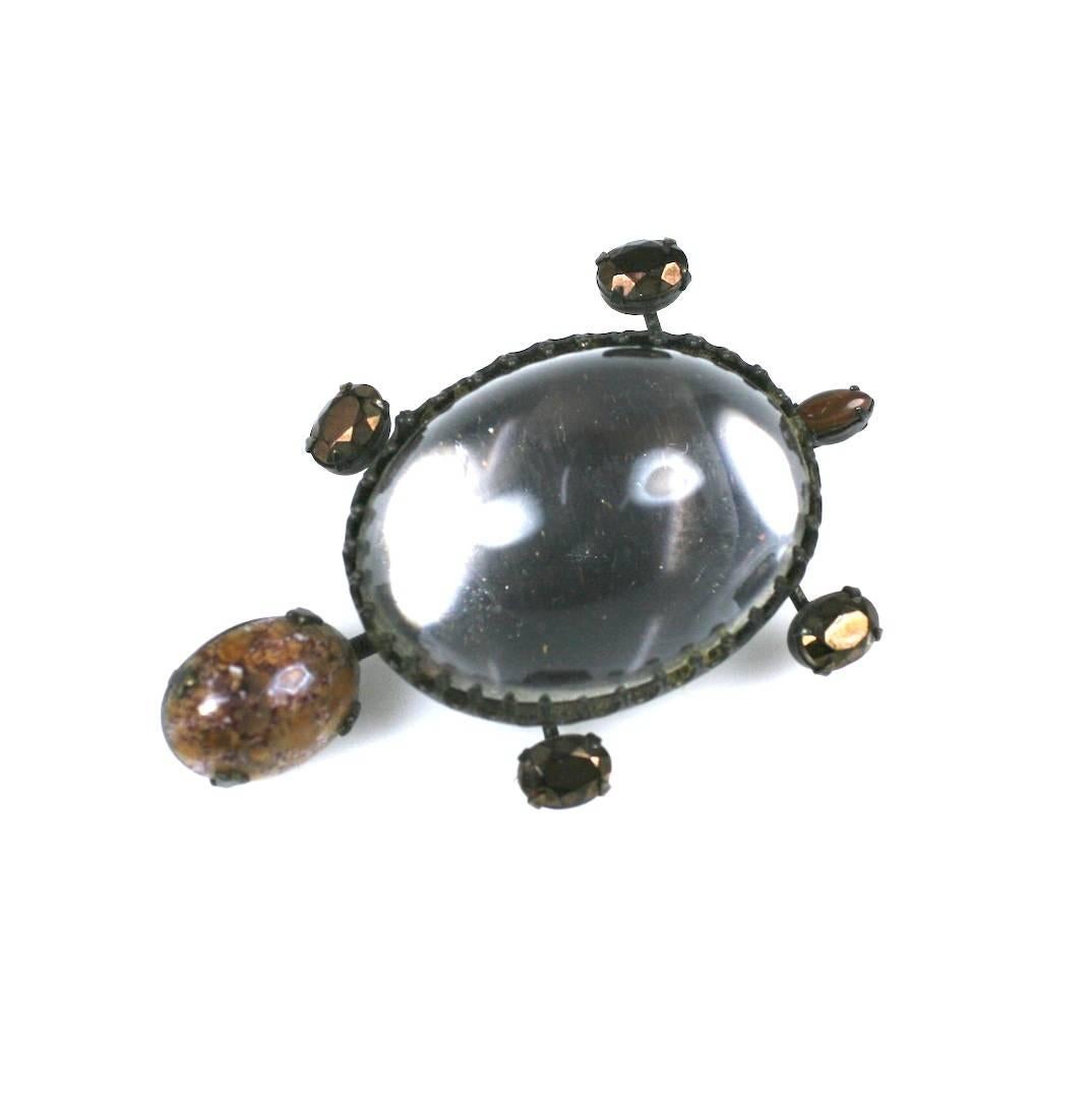 Charming Schreiner tremblant turtle brooch with large lucite 