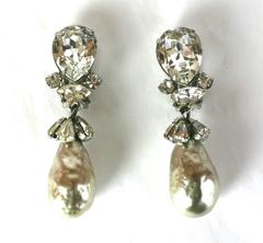 Schreiner Faux Pearl Pendant Earclips, Collection of DD Ryan