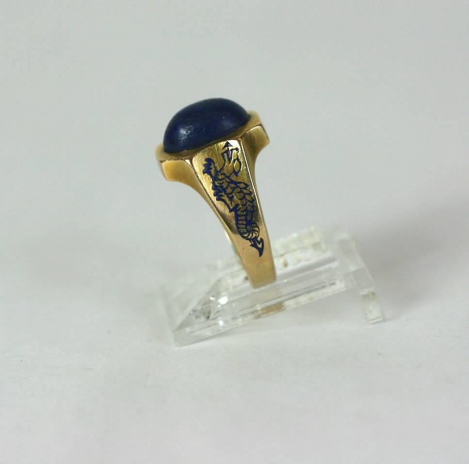 Art Deco Lapis Dragon Ring In Excellent Condition In New York, NY