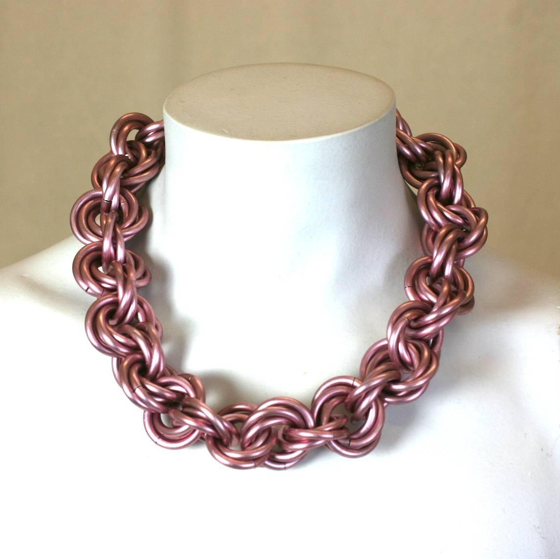 Anodized Pale Pink Link Chain Necklace In Excellent Condition In New York, NY