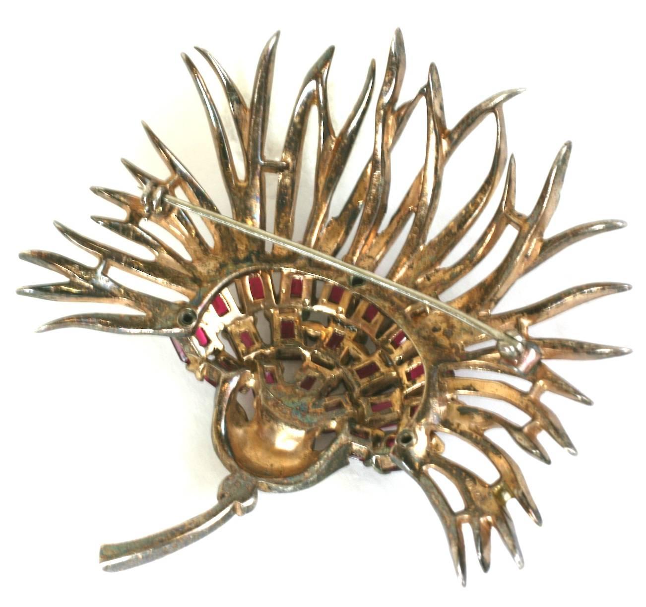 Trifari Retro Sterling Chrysanthemum Brooch In Excellent Condition In New York, NY
