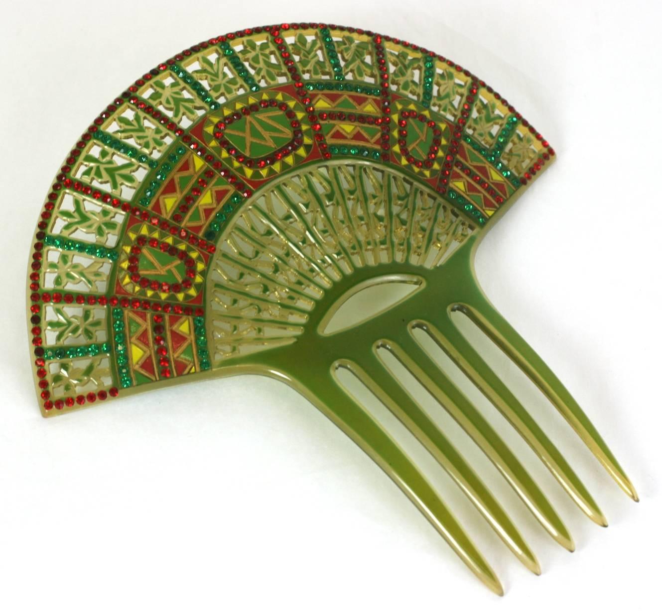 Brown Art Deco Eygptian Revival Comb For Sale