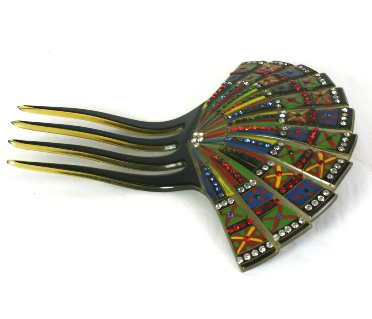 Black Eygptian Revival Art Deco Comb For Sale