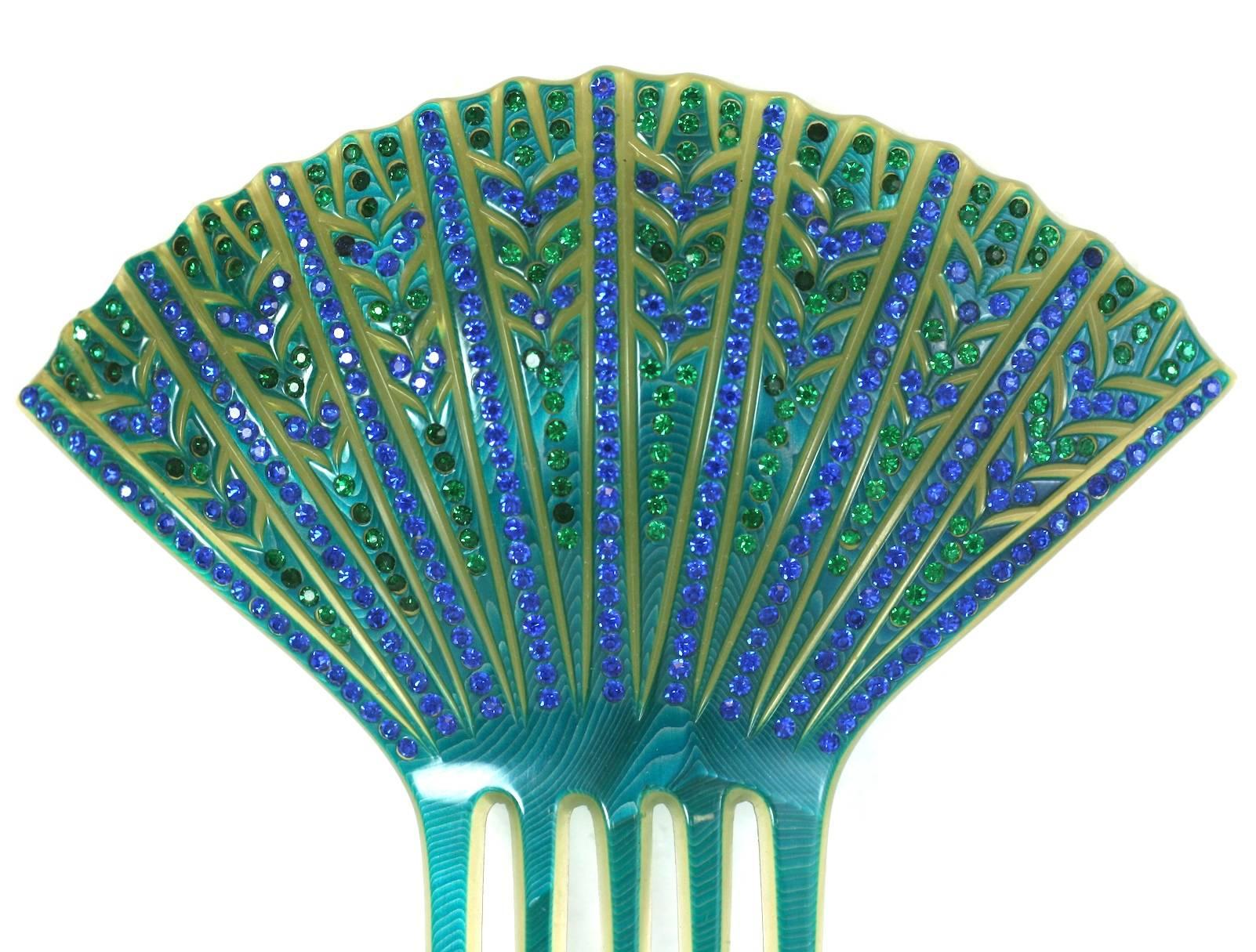 Elaborate French Art Deco Paste Comb In Excellent Condition For Sale In New York, NY