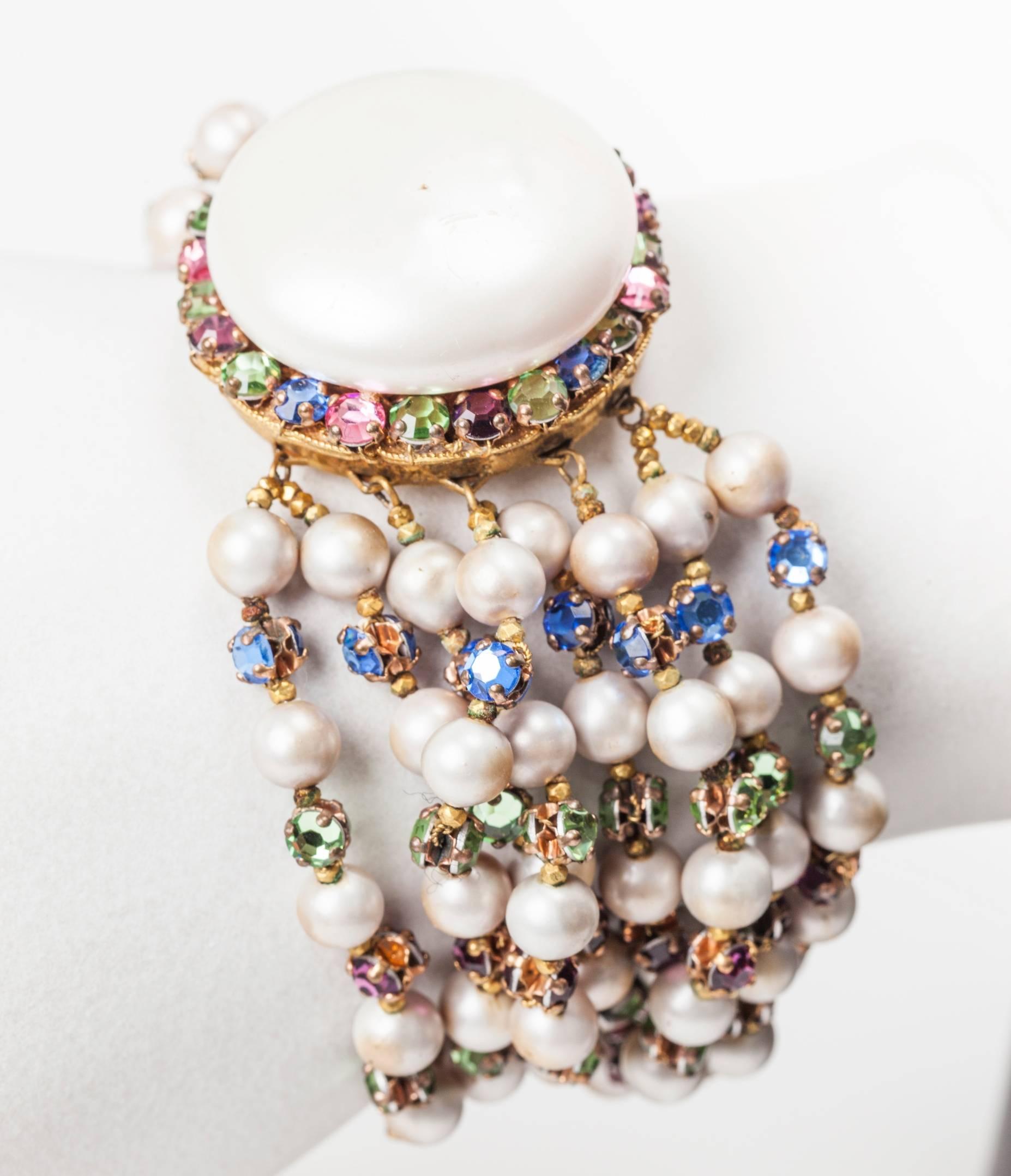 Miriam Haskell Freshwater Multi Strand Pearl Bracelet For Sale 1