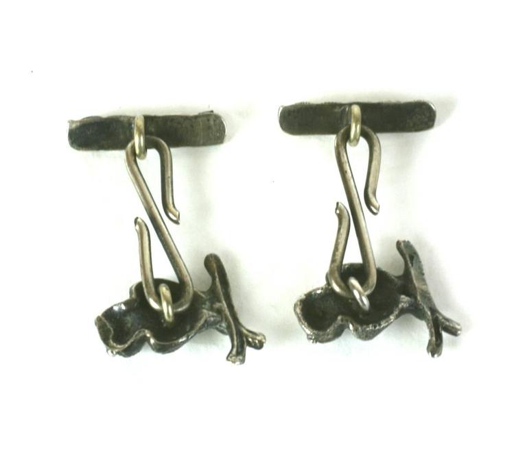 Boutons De Manchette Vintage Wise Old Owl En Métal Doré - Non Signés - Occasion Bon État