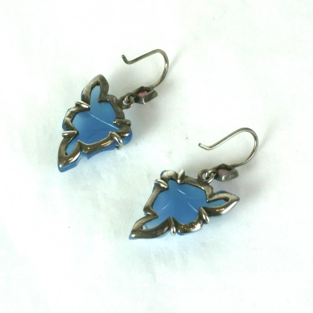 Art Deco Chinese Blue Chalcedony Earrings 1
