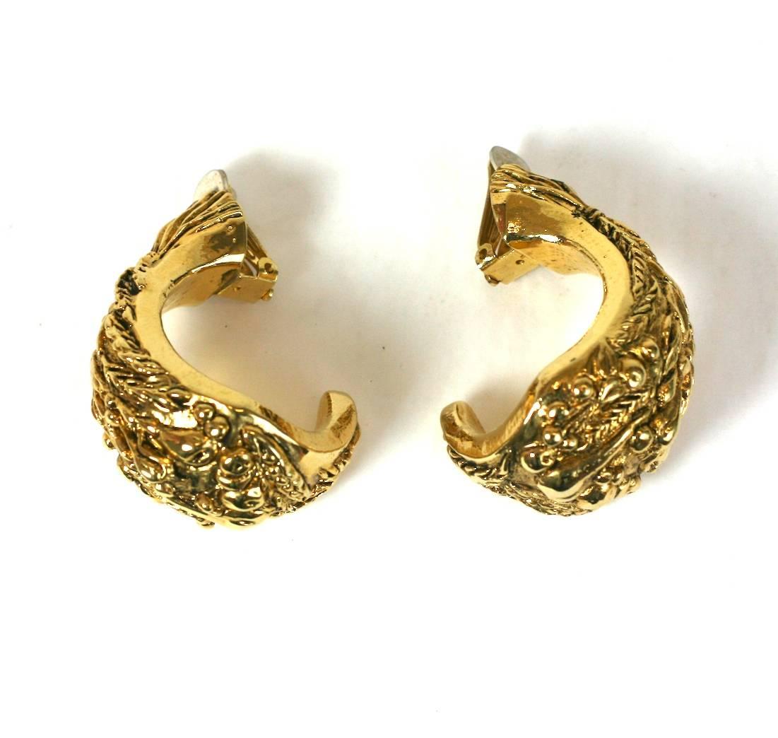 French Wheat Sheave Hoop Earclips For Sale 1