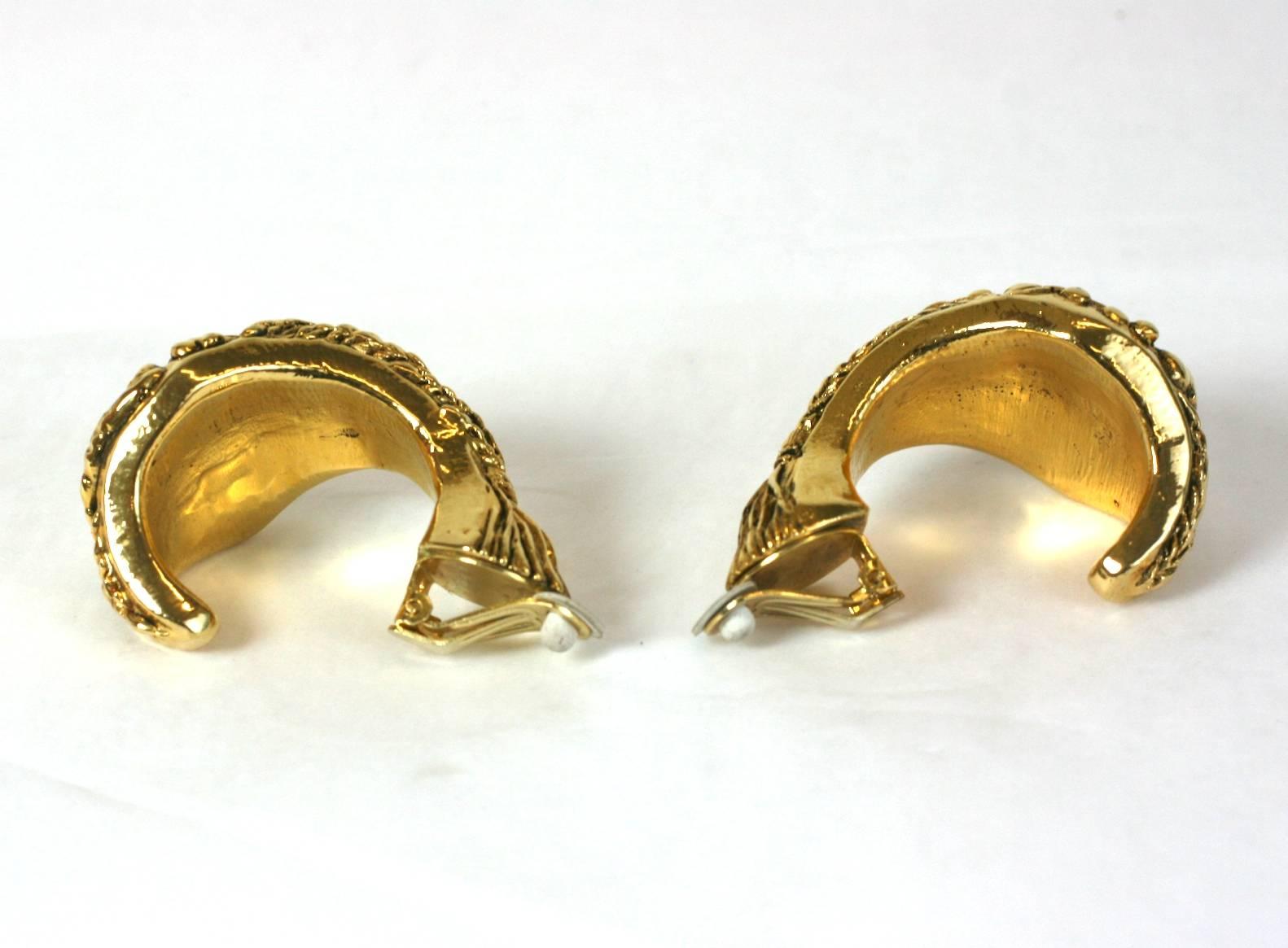 French Wheat Sheave Hoop Earclips For Sale 2