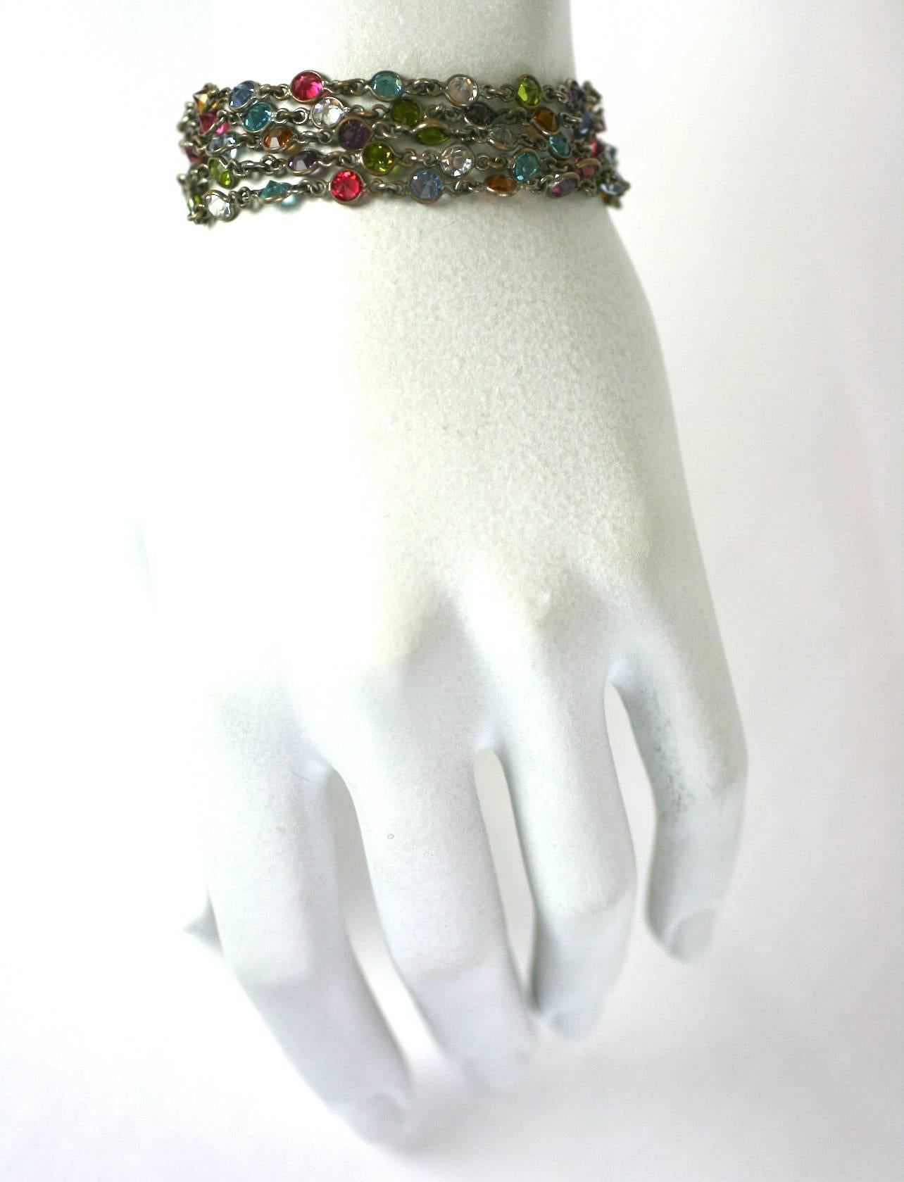 Art Deco Multicolor Stone Link Chain In Excellent Condition For Sale In New York, NY