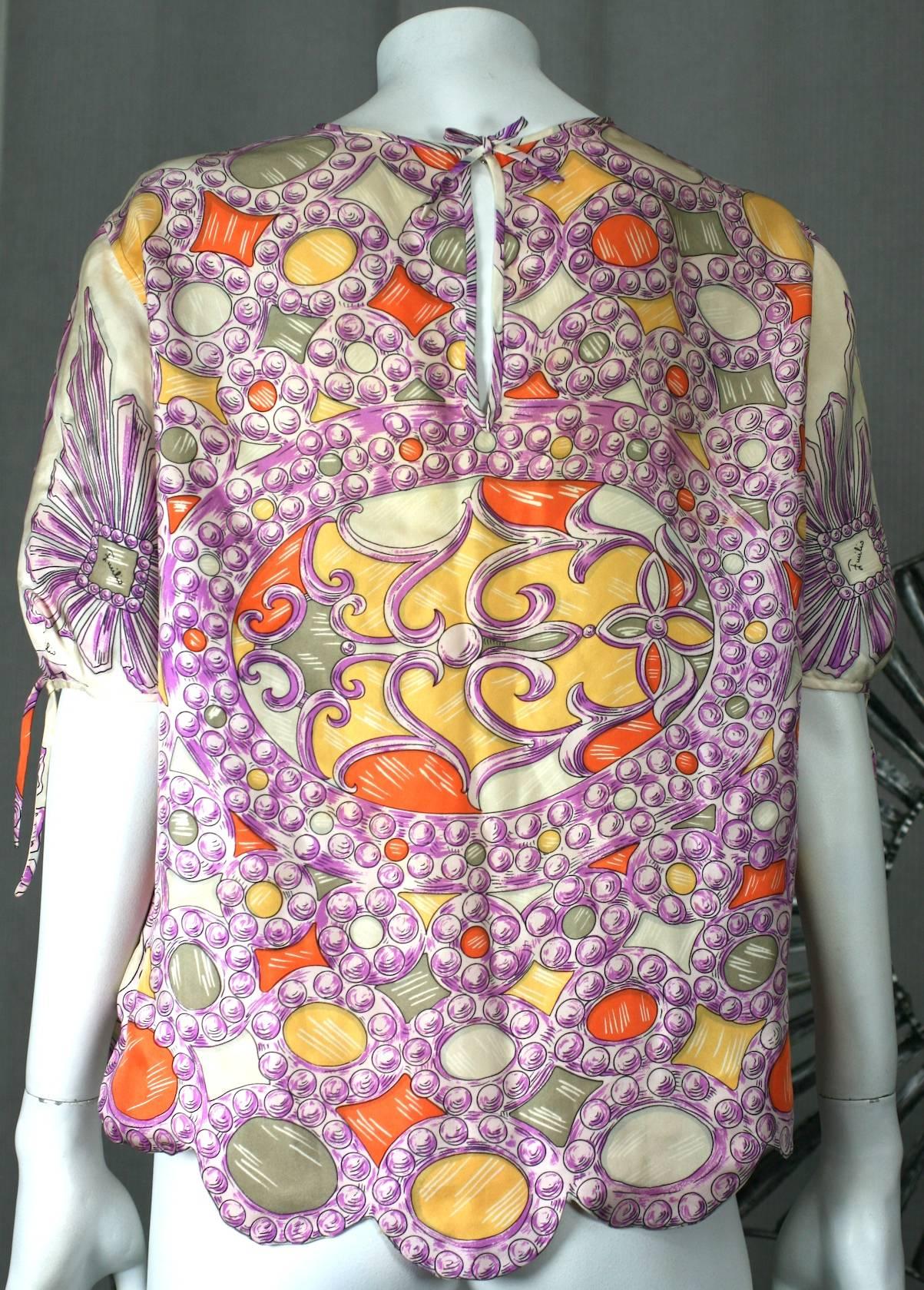 Emilio Pucci Jewel Print Top In Excellent Condition In New York, NY