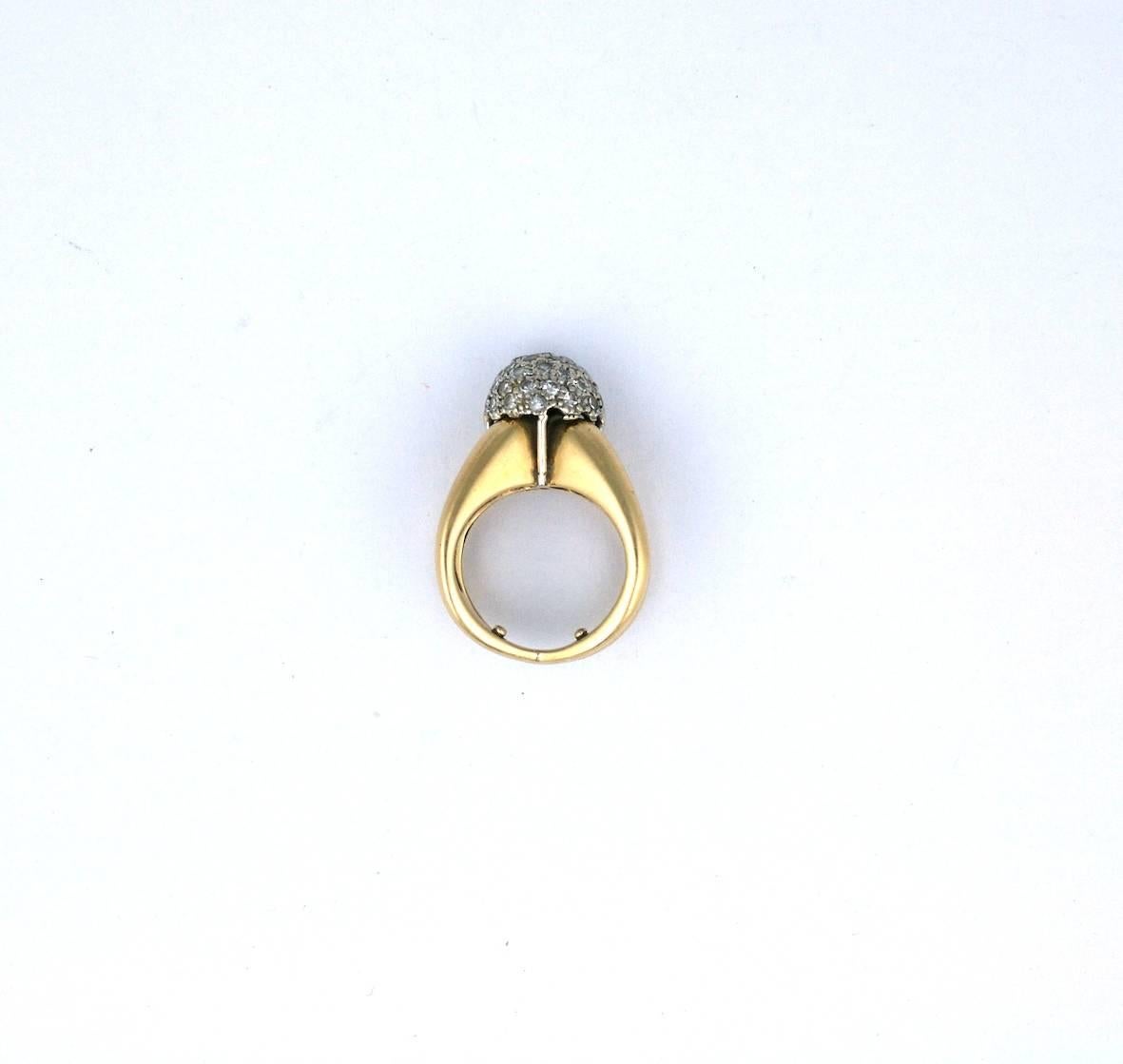 Modernist Pave Diamond Ball Ring, 1960s  For Sale